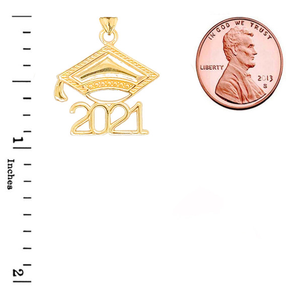 2021 Graduation Cap Pendant Necklace in Gold (Yellow/Rose/White)