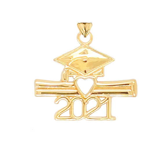 Class of 2021 Graduation Diploma & Cap Pendant Necklace in Gold (Yellow/Rose/White)