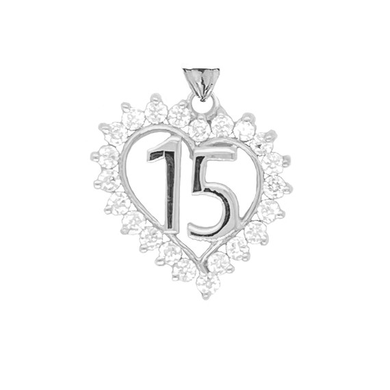 15 Quinceañera Pendant Necklace In Sterling Silver