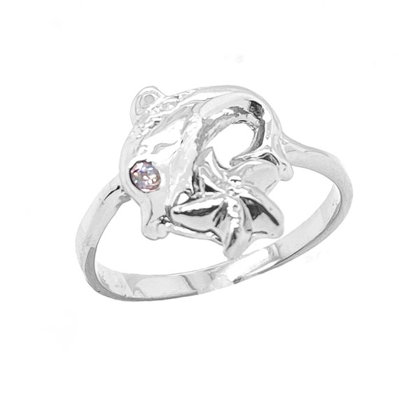 Sea Life Dolphin and Star Fish Ring in Sterling Silver