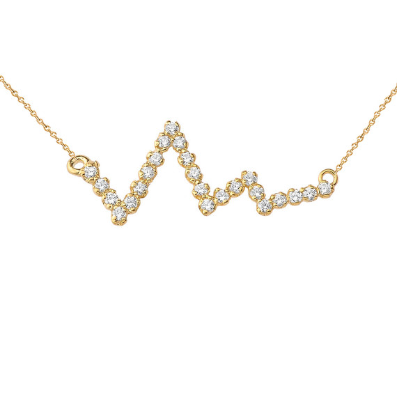 Diamond Heart Beat Necklace in Gold (Yellow/Rose/White)