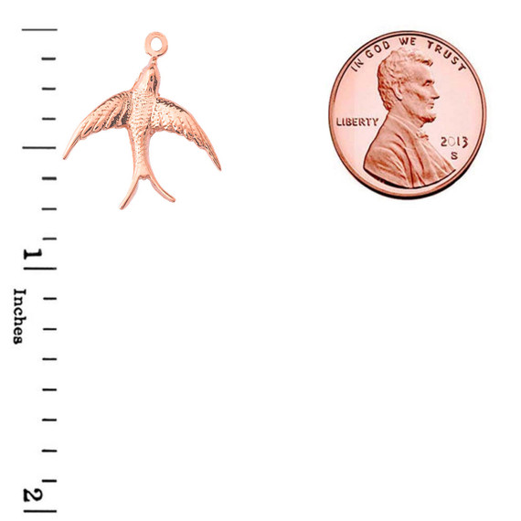 Solid-Rose-Gold-Swallow-Tailed-Kite-Bird-Fish-hook-Earrings