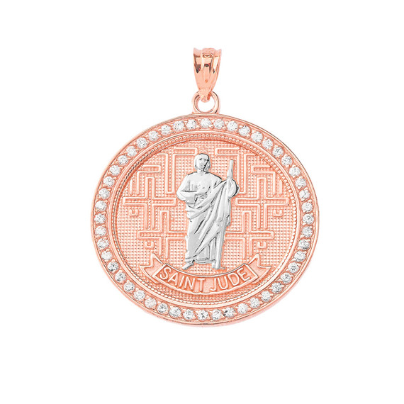 Saint Jude Medallion Pendant Necklace in Gold (Yellow/Rose/White)