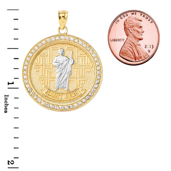 Gold Diamond Saint Jude Medallion Pendant Necklace(Available in Yellow/Rose/White Gold)