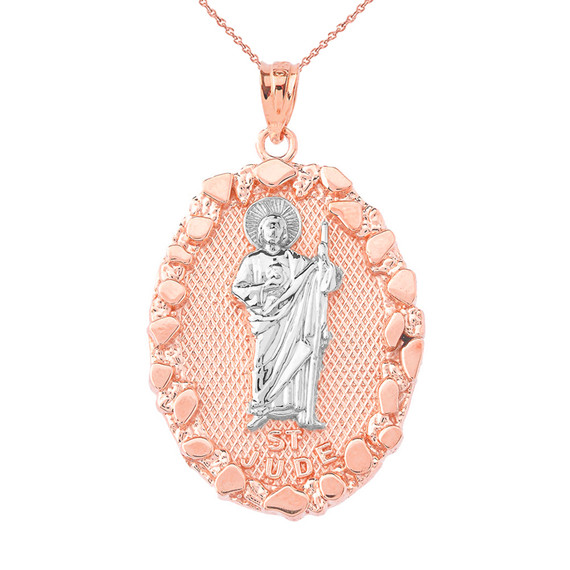 Solid-Rose-Gold-Saint-Jude-Nugget-Pendant-Necklace