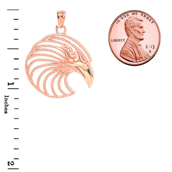 Eagle Head Pendant Necklace in Solid Gold (Yellow/Rose/White)