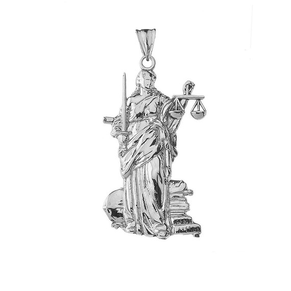 Designer Lady Justice Pendant Necklace in Sterling Silver
