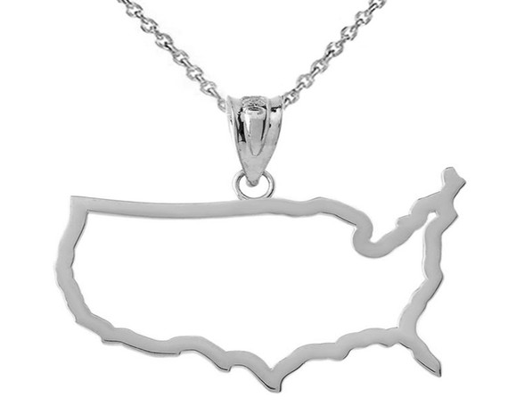 United States of America Outline Pendant Necklace in Gold (Yellow/Rose/White)