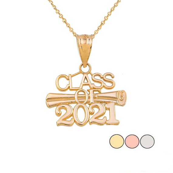 Class of 2021 Pendant Necklace in Gold (Yellow/Rose/White)