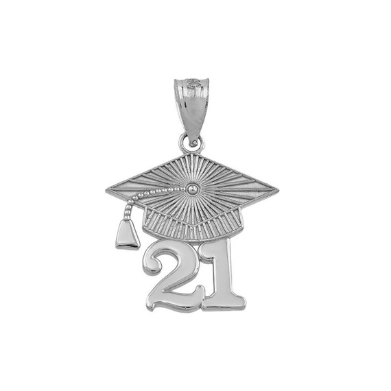 Sterling  Silver 2021 Graduation Cap Pendant Necklace