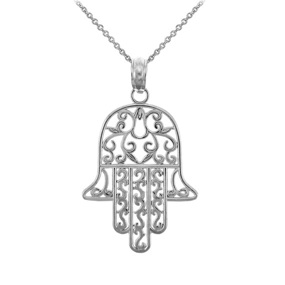 Jewish Charms and Pendants Necklaces- Sterling Silver Hamesh Hand Charm