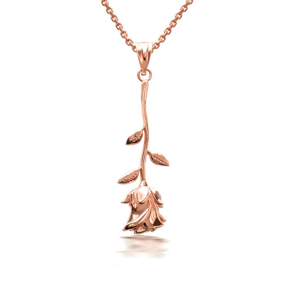 Rose Gold Rose Flower Pendant Necklace