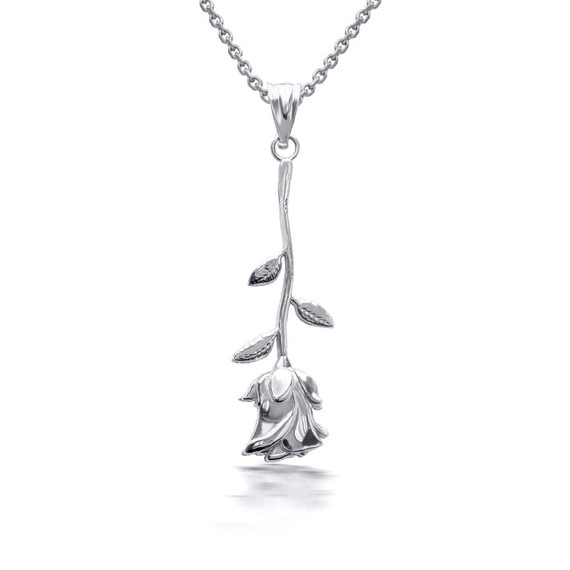 925 Sterling Silver Rose Flower Pendant Necklace | Factory Direct