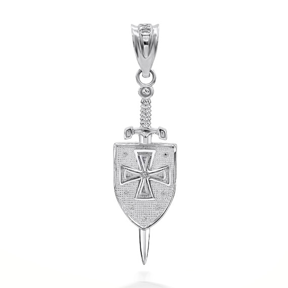 925 Sterling Silver Saint Michael Sword and Shield Pendant