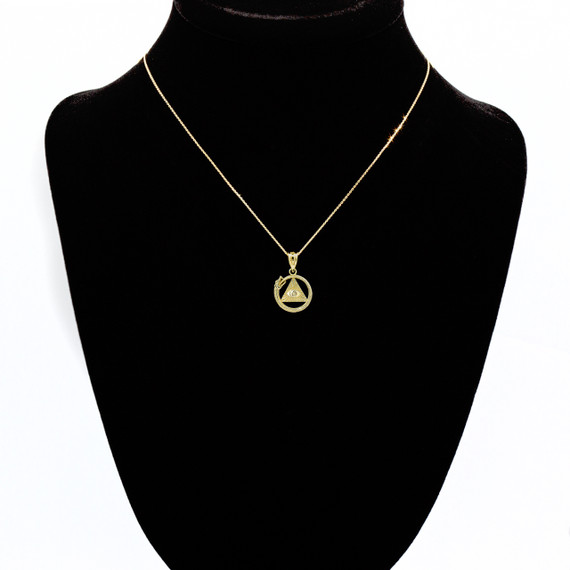 Gold 3D Ouroboros Snake Eye of Providence Pyramid Pendant Necklace