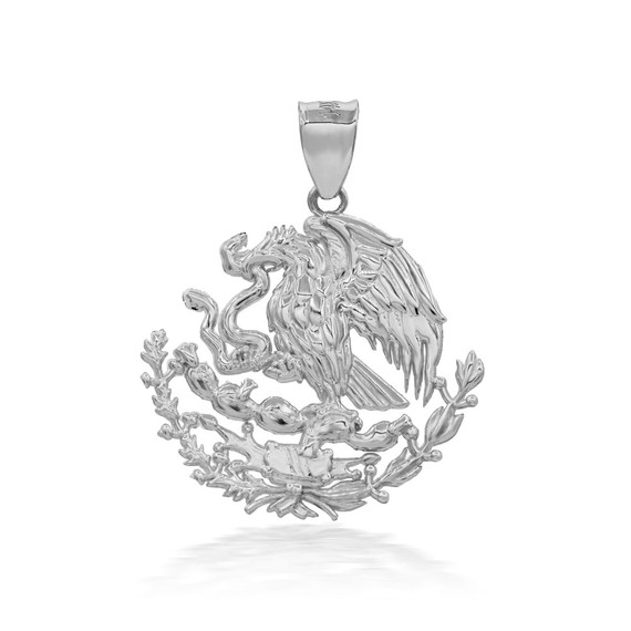 .925 Sterling Silver 3D Mexican Coat Of Arms Eagle Emblem Pendant