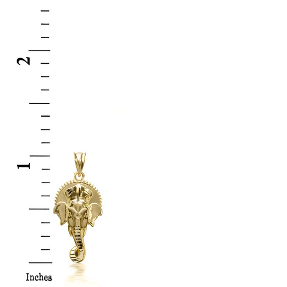 3D 10K/14K Solid Gold Hindu Elephant God Ganesha Pendant Necklace (Yellow/Rose/White)