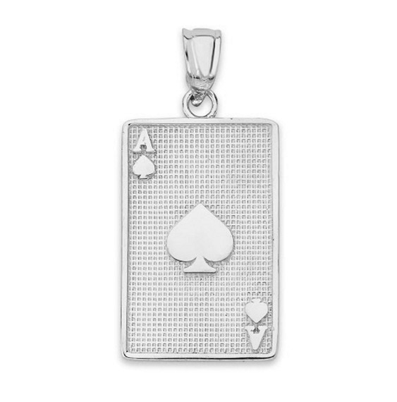 Ace of Spades Card Pendant Necklace in Sterling Silver
