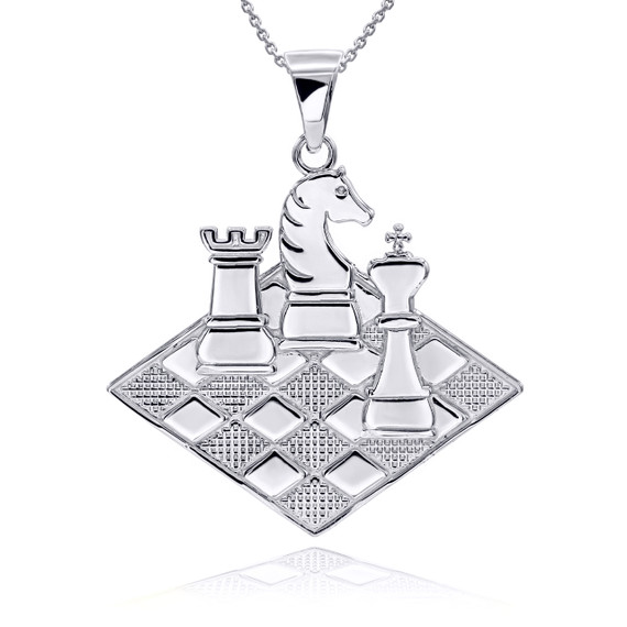 Chess Pendant Necklace in Gold (Yellow/ Rose/ White)