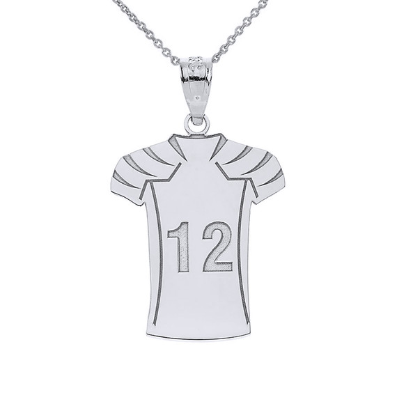 .925 Sterling Silver Custom Engravable Name & Number Football Jersey Sports Pendant Necklace