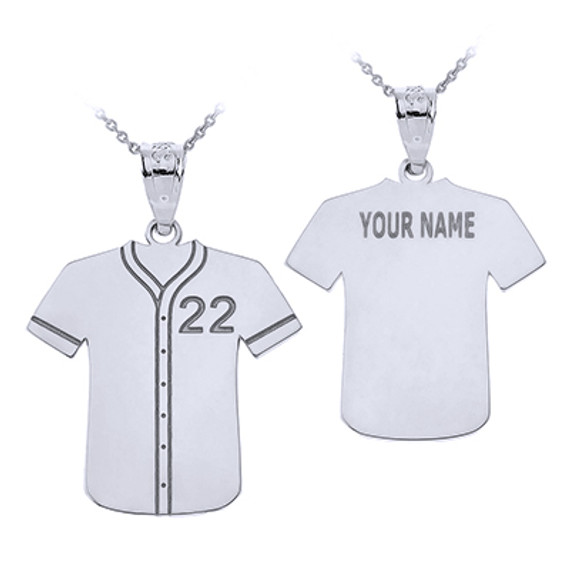 .925 Sterling Silver Personalized Baseball/Softball Jersey Engravable Name & Number Fútbol Sports Pendant Necklace