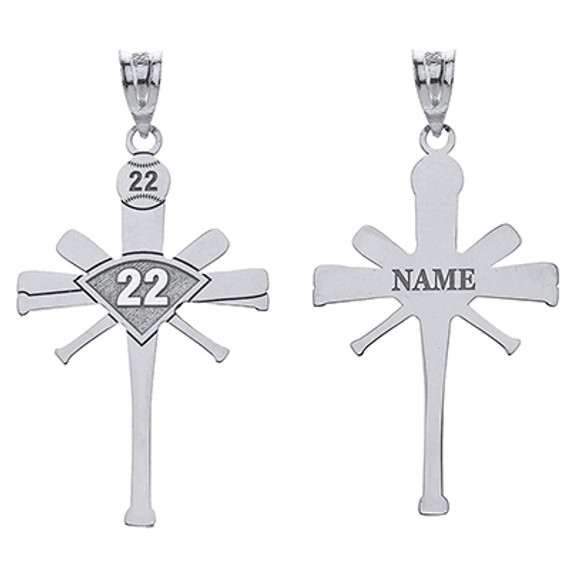 Personalized Engravable Gold Baseball Bat Cross Charm Necklace With Your Number And Name(Yellow/Rose/White)
