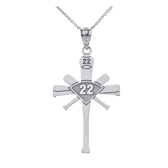 Personalized Engravable Gold Baseball Bat Cross Charm Necklace With Your Number And Name(Yellow/Rose/White)