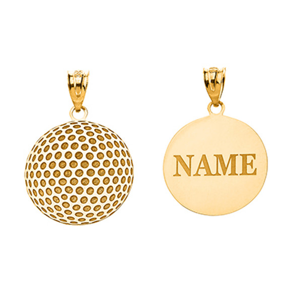 Personalized Engravable Gold Golf Ball Pendant Engraved with Your Name(Yellow/Rose/White)