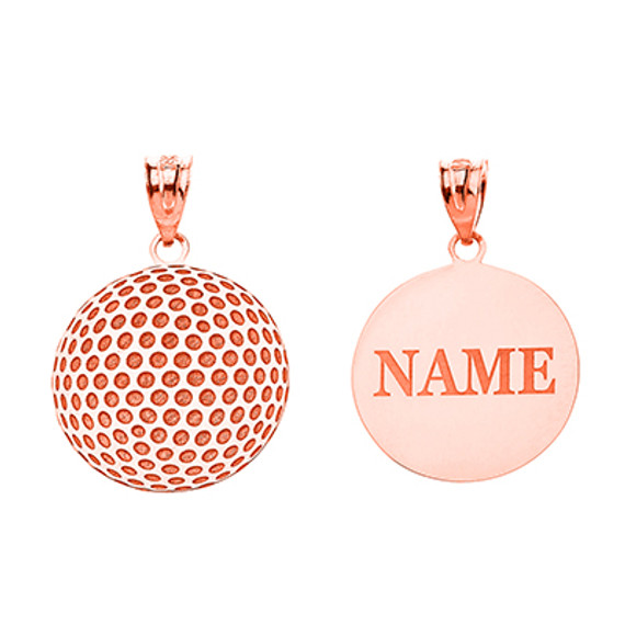 Personalized Engravable Gold Golf Ball Pendant Engraved with Your Name(Yellow/Rose/White)