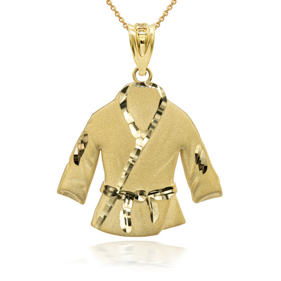 Gold Martial Arts Karate Robe 3D Charm Necklace (Available in Yellow/Rose/White Gold)