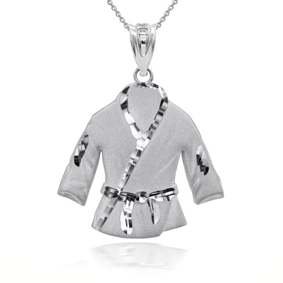 Sterling Silver Martial Arts Karate Robe 3d Charm Necklace