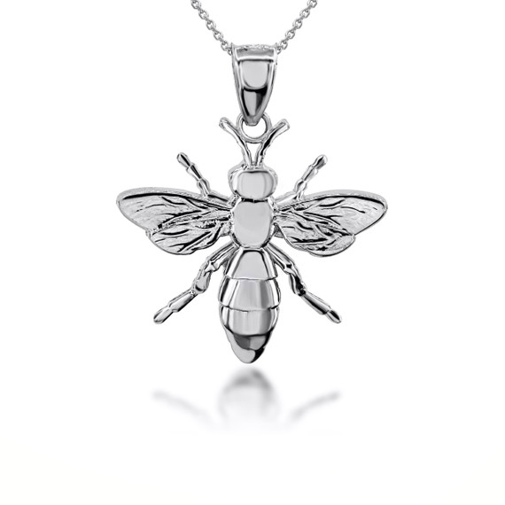 Sterling Silver 3D Bumble Bee Charm Pendant Necklace