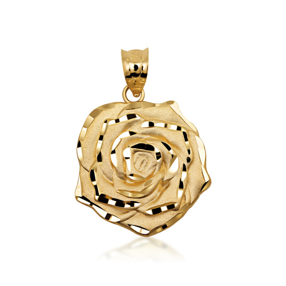 10K/14K Gold Rose Flower Necklace (Available in Yellow Gold, Rose Gold, White Gold)