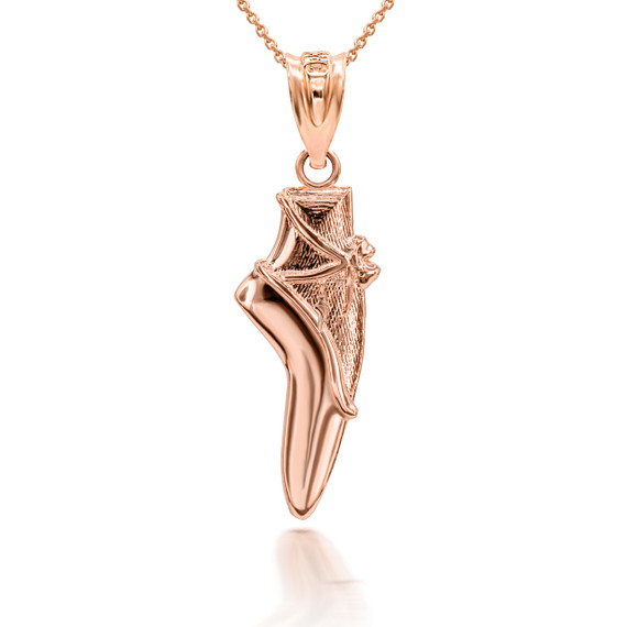 Gold Ballet Shoe 3D Charm Necklace (Available in Yellow/Rose/White Gold)