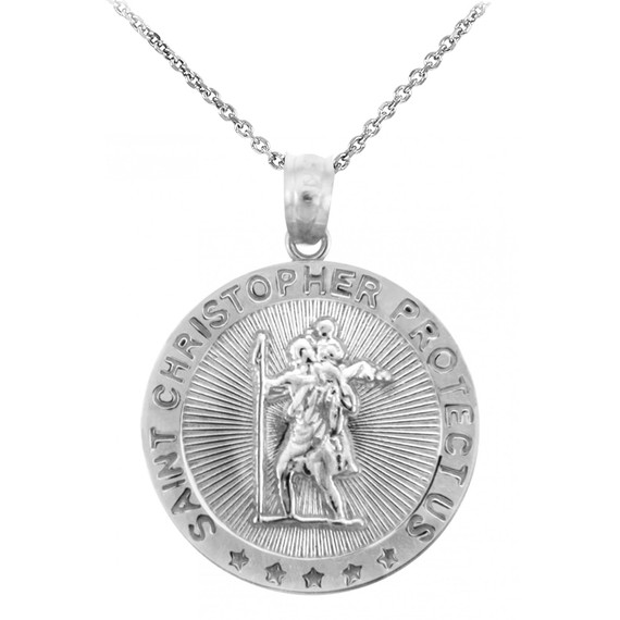 St. Christopher Sterling Silver Coin Pendant Necklace