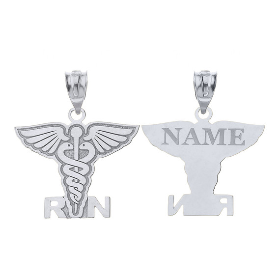 Personalized Engravable Gold Name Caduceus RN Registered Nurse Charm Necklace(Yellow/Rose/White)