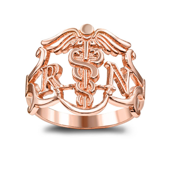 Large Registered Nurse (0.6" Face Length) Ring in Gold (Available in Yellow/White/ Rose Gold)