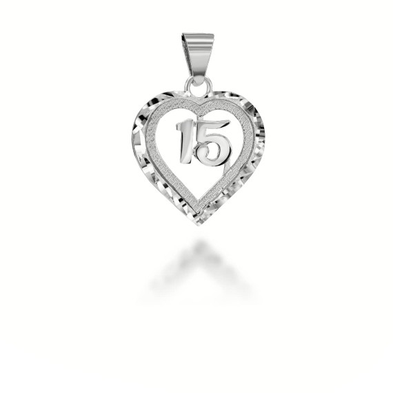 Sparkle Cut 15 Anos Heart Pendant Necklace  in Gold( Available in Yellow/ White/ Rose Gold)