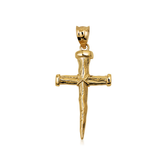 Solid Gold Nail Cross Pendant Necklace (Available in Yellow Gold, Rose Gold, White Gold)