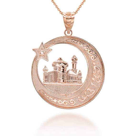 rose-gold-crescent-moon-star-mosque-with-islamic-Characters-pendant-necklace