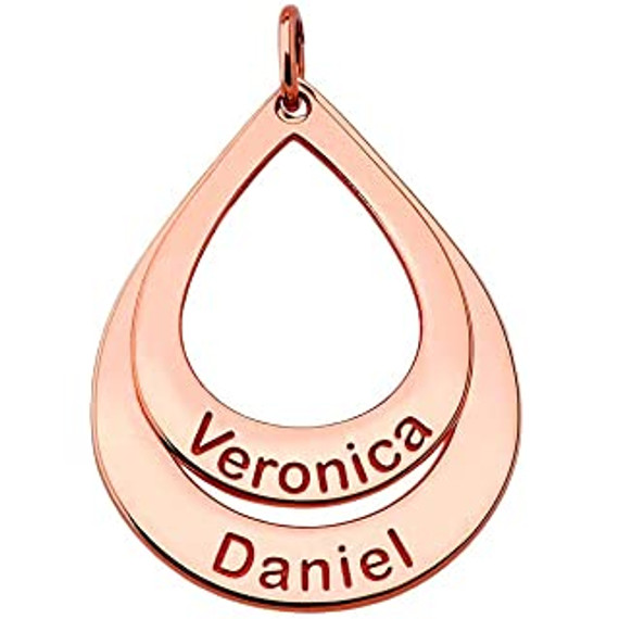 Personalized Engravable Gold Multi Teardrop Charm Pendant Necklace With Your Name(Yellow/Rose/White)