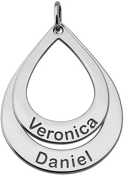 Personalized Engravable Silver Teardrop Charm Pendant With Your Name