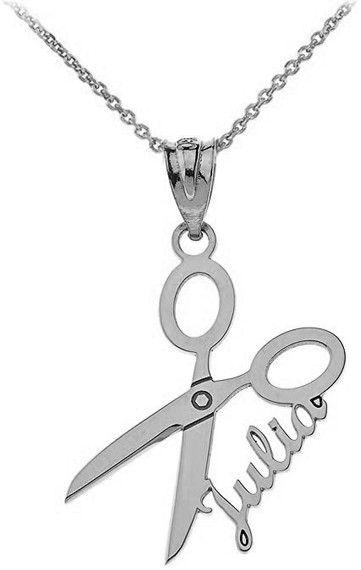 Personalized Engravable Gold Name Hairdresser Hair Stylist Scissor Pendant Necklace(Yellow/Rose/White)