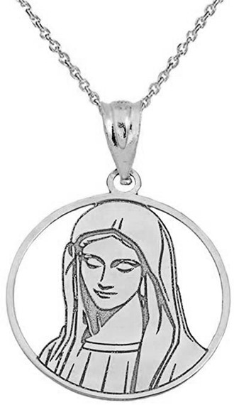 Personalized Silver Name Blessed Virgin Mary Miraculous Pendant Necklace