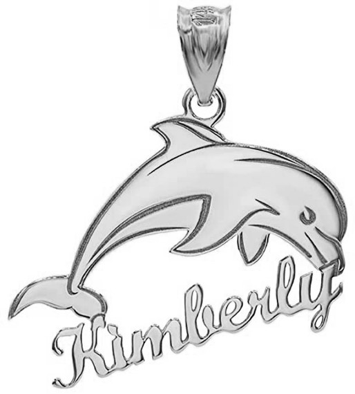 Gold Engravable Personalized Jumping Dolphin Pendant Necklace with Your Name(Yellow/Rose/White)