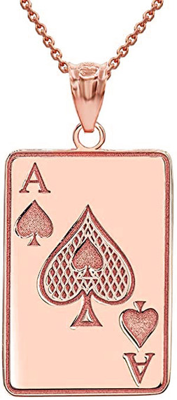 Gold Personalized Name Poker Card Ace Of Spades Pendant Necklace(Yellow/Rose/White)