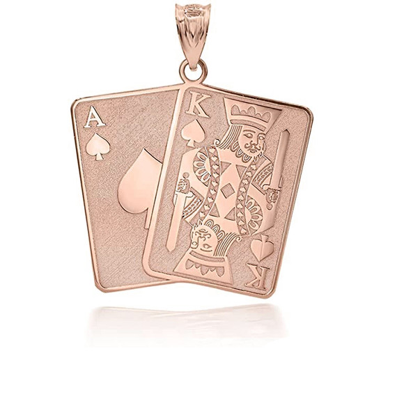 Gold Personalized Name Spade Ace and King CardKing of Spades Poker Card Pendant Necklace(Yellow/Rose/White)