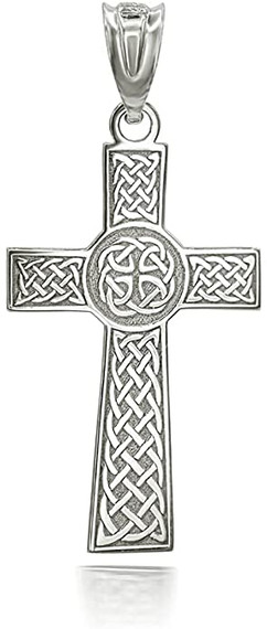 Sterling Silver Personalized Irish Celtic Knot Cross (Small) Religious Pendant with Name Necklace