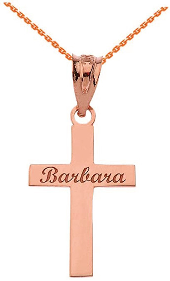 Gold Personalized Cross Name Engraved Pendant Necklace(Yellow/Rose/White)