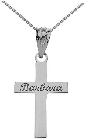 Sterling Silver Personalized  Dainty Cross Name Engraved Christian Pendant